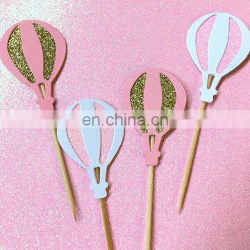 Newest Pink Balloon Glitter Cupcake Topper Birthday Wedding Cake Decorations photo-5