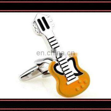 Novelty guitar shaped enamel cufflinks