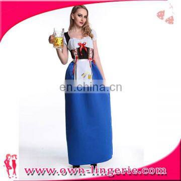 Beer Maid Peasant Dress Beer Maid Blue Garden Girl Fancy Dress Costume Long Octoberfest Beer Maid Costume