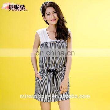Woman Slim fit dress High Waisted Strip Sweet Lady Skirt