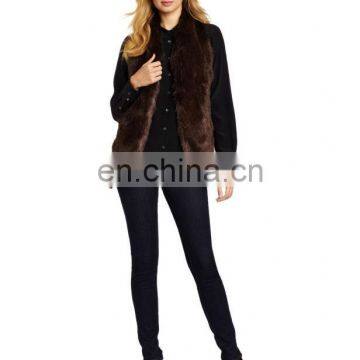 women's fur vest brown/quality supplier+OEM+ODM