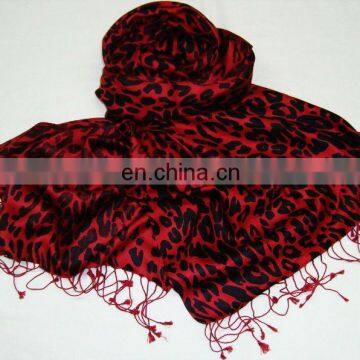 Pure 100% silk, leopard print shawl