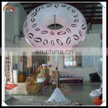 Beautiful inflatable led tripod donut ball,outdoor party lighted pole bread balls decoration,led light floor balls