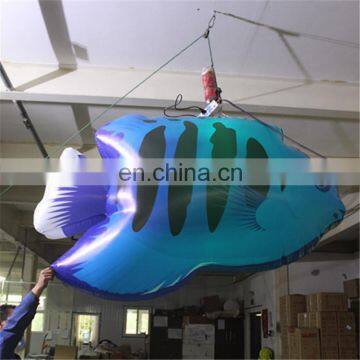 customized cartoon hanging blue flying fish inflatable costume for advertising decoration