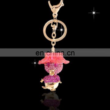 Promotional wholesale custom crystal souvenir metal rhinestone cartoon keychain manufacturer in yiwu China MCA-0027