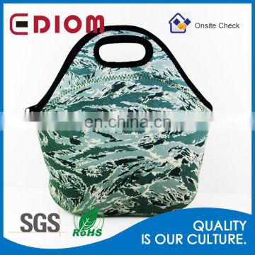 Outdoor beautiful cheap camouflage wetsuit material lunch bag