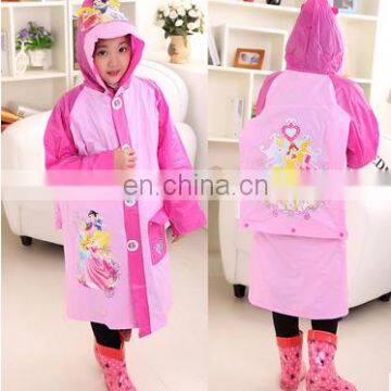 Chinese factory PVC Long Waterproof raincoat with Lovely Cartoon design