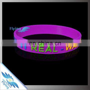 New Brand Custom Fluorescent OEM Flag Silicon Wristband QR code Rubber Bracelet