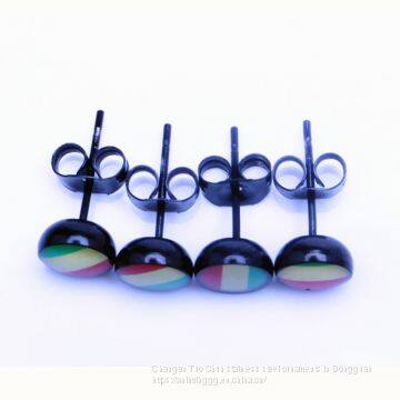 Factory Direct Sale Foreign Trade Ornament Stainless Steel Dripping Oil Ear Nail Titanium Steel Human Body Puncture Butterfly Button Earrings Wholesale photo-3