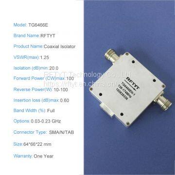 RFTYT TG6466E 0.03-0.23 GHz Low VSWR IBS High Quality RF Coaxial Isolator photo-2