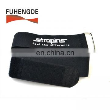 Logo embroidery on magic tape fastening mental ring hook loop strapping