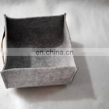 Felt Basket Set of 3 Storage Box for household organizer with leather handle