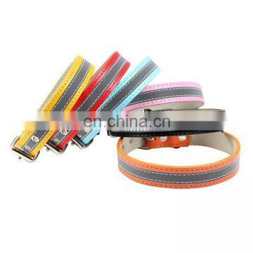 Hot sales comfortable PU matte Small and medium pet dog leather collar reflective