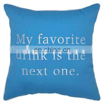 Wholesale Embroidery Letter With Blue Background With Piping Cushion Pillow for Outdoor
