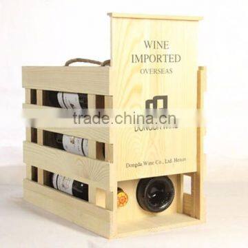 Natural color finished wine wooden box,6 bottle wine wood box