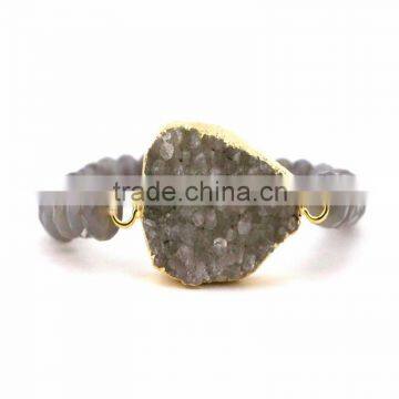 FULL-0331 Hot summer druzy oval fancy beaded bangle bracelet Druzy Bangle