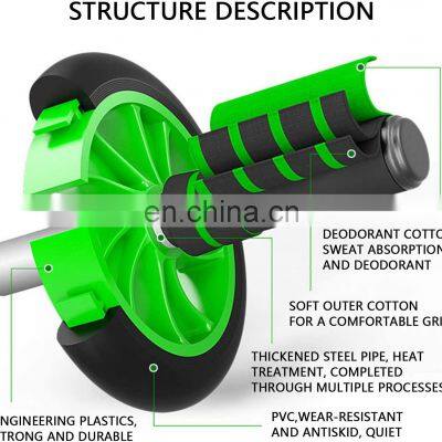 Спортивный двусторонний ролик для прессоразминки с индивидуальным логотипом. Устройство для развития силы мышц пресса и средней части тела. Гиря для отжиманий, рукоятки для прыжков с канатами и коленными подкладками. photo-2