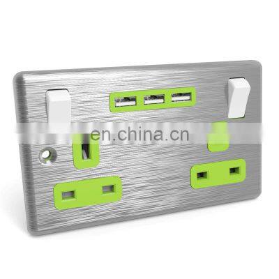 Wall socket UK standard type usb  British standard five-hole socket 13A British wall plug double socket