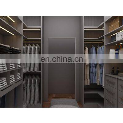 Hot Selling Lighting Mirrored Wardrobe Sliding Door Walk In Closet For Bedroom Furniture Set