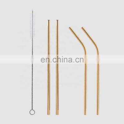 Factory Direct gold oem portable bending metallic ecofriendly stainless steel milk bar cocktail wine reusable bubble tea straw