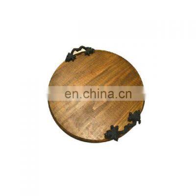 black metal handle wooden tray