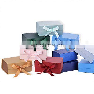 Custom Printed Rigid High End Foldable Magnetic Lock Luxury Gift Box With Ribbon Closure