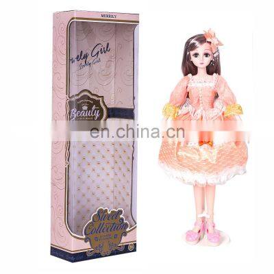 Custom pink foldable transparent fashion plush baby girls doll collection packaging box