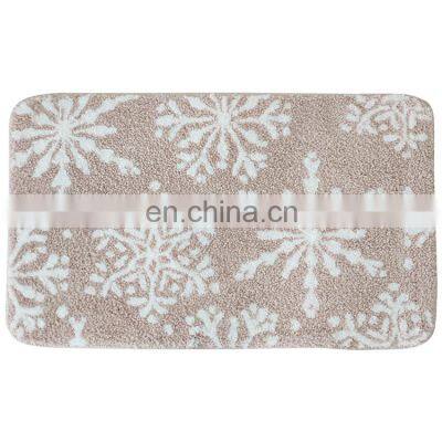 2022 Non-slip christmas square bathroom mat polyester microfiber water absorbent bath tub non slip mat