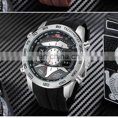 Low Moq KAT-Wach KT714 Mens Digital+Quartz Wrist Watches With LED&Auto Date Display Silicon Sport Watches photo-5