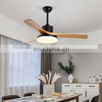 3 Blades Modern Decorative Home Living Room Copper Pendant Lighting Wireless Indoor Ceiling Fan Wood With Led Lamp for Kitchen photo-5