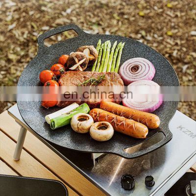 Korean Hot Bbq Camping Grill Roast Plate With Cup Holders For Gas Stove