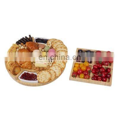 Wood Bamboo Cheese Board And Knife Set Charcuterie Cheese Plate For Wine Cheese Meat photo-4