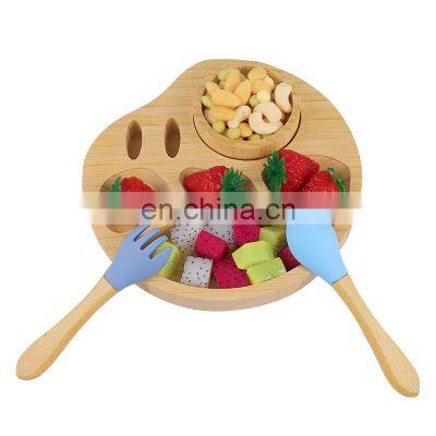 Eco-friendly Tableware Bamboo Baby Bowl Bowl Feeding Plate With Silicone Suction And Spoon photo-4