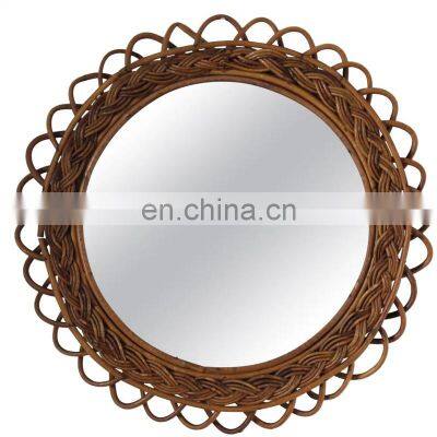 Best Seller Round Vintage Wicker Rattan Wall Mirror Decoration For Sale Wholesale made in Vietnam