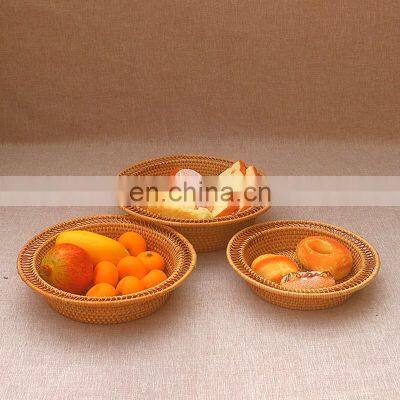 Hot Sale New Design Rattan Woven Fruit Basket,Handcrafted Fruit Bread Nuts Candies Tray Vietnam Supplier