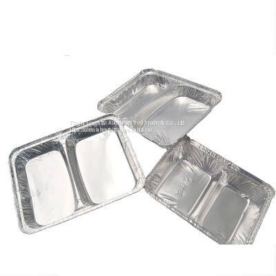 800ml 2 Compartment Rectangular Disposable Aluminum Foil Pan