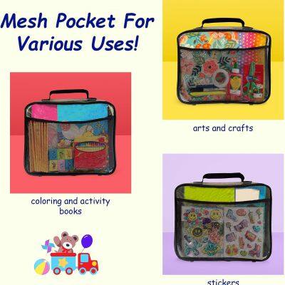 Toy Storage Organizer Bag Clear Waterproof Large TPU Non PVC for Kids Activity Books, Balls, Blocks Set, Clay Case With Net Mesh Pocket and Name Card Tag Holder photo-3