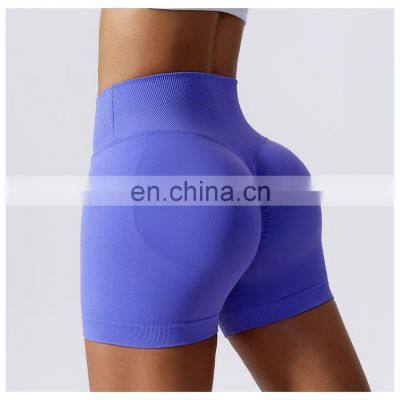 Custom Logo Compression V Waist Yoga Scrunch Butt Lift Booty Gym Shorts Lady Fitness Workout Running Sports Activewear For Women