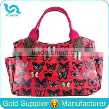 Hot Sale Ladies Butterfly Pattern Oilcloth Shopper Bag Canvas Women Tote Bag