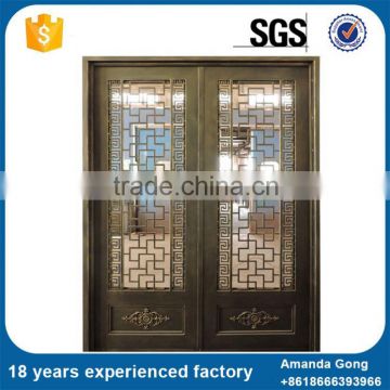 ISO Standard Wrought Iron Sliding Double Front Doors