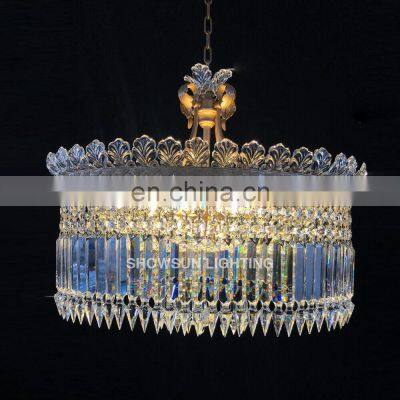 modern wedding decoration custom high ceiling hanging round luxury led crystal chandelier