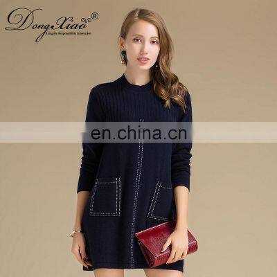 OEM Casual Long Woman Pullover High Quality Cashmere Wool Knit Sweater