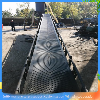 Non-lifting Belt Conveyor, Large-inclination Loading Conveyor, 10-meter-long Automatic Lifting Ribbed Conveyor photo-1