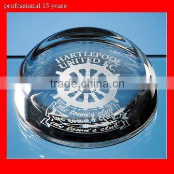 9cm Lead Crystal Flat Top Dome Paperweight