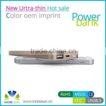 li-polymer battery power bank 4500mAh , ultra thin design power bank , sliver/golden color with LED charging indicator