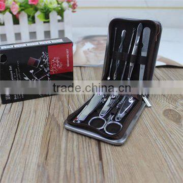 Elegant faux leather case 9pcs of Nail Art tools for manicure, grooming or daily use Nail File