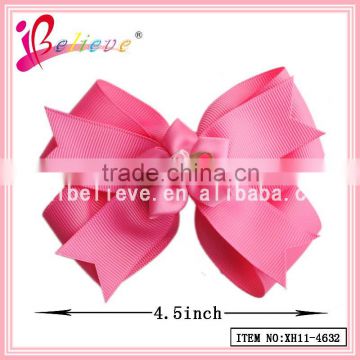 Delicate fashion headwear boutique ribbon bow hair clip,teenage hair bows with small flower