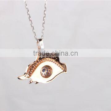 2016 Fashion 925 Sterling Silver Bule Evil Eye Pendant Necklace Jewelry