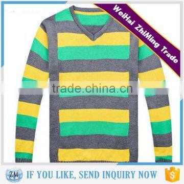 Fashion bright colour Striped Pullover Sweater for Men