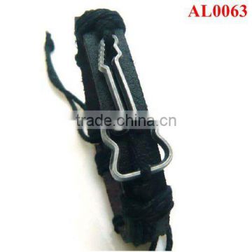 Cool Guitar alloy leather bracelet, stainless jewelry,leather wristband AL0063